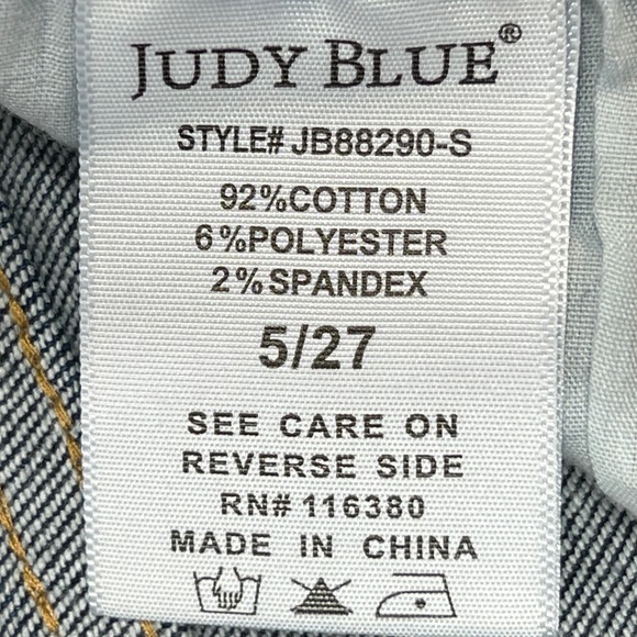 Judy Blue Slim Bootcut Jeans Sz 5/27" Petite Dark Wash Split Hem Stretch Denim - Picture 4 of 15